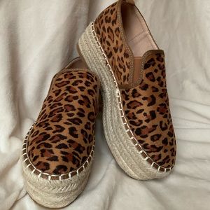 AMS brand cheetah print platform shoes
